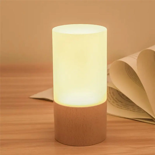 Simple Solid Wood Nursery LED Table Lamp
