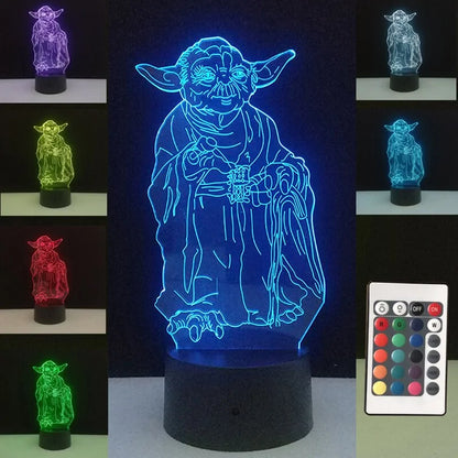 Colorful Yoda 3D LED Night Lamp