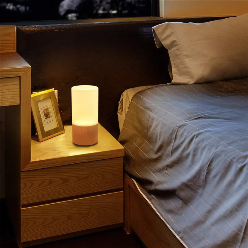 Simple Solid Wood Nursery LED Table Lamp