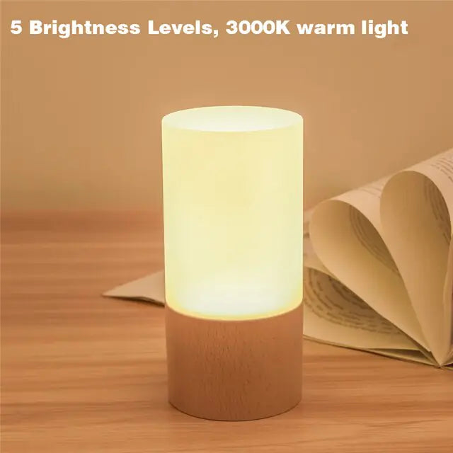 Simple Solid Wood Nursery LED Table Lamp