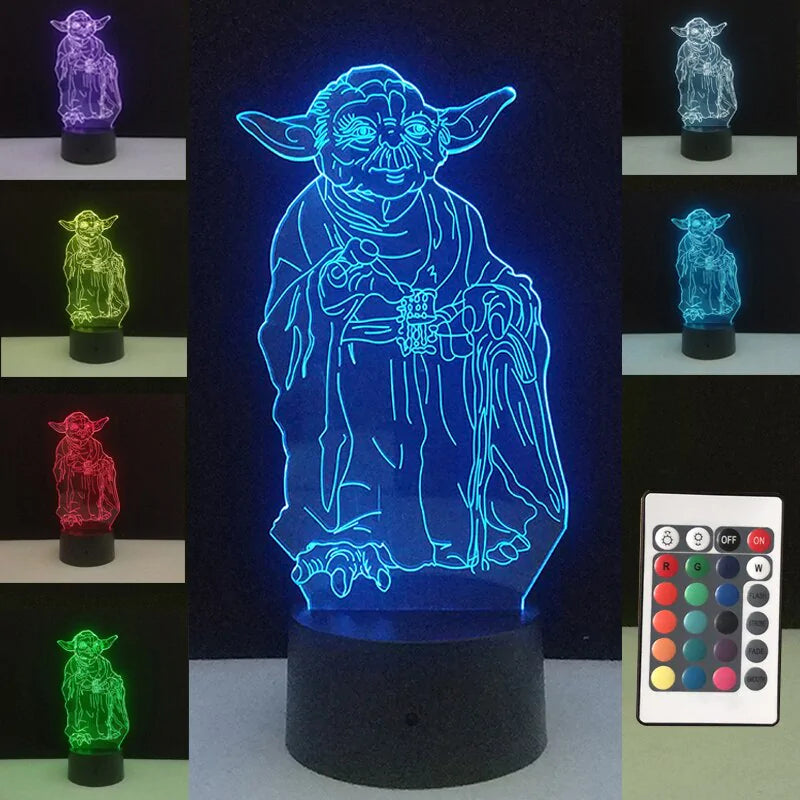 Colorful Yoda 3D LED Night Lamp