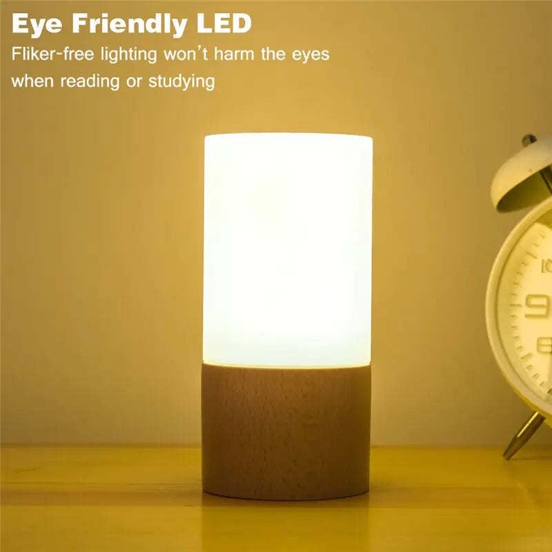 Simple Solid Wood Nursery LED Table Lamp