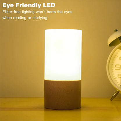 Simple Solid Wood Nursery LED Table Lamp