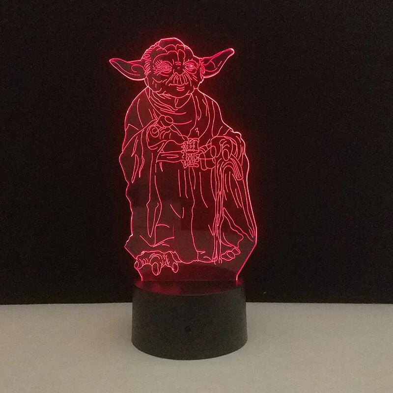 Colorful Yoda 3D LED Night Lamp